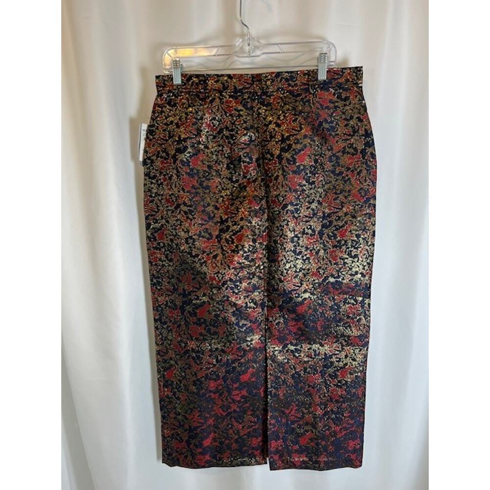 Napean Sea Rd NSR Women's Black/Red/Gold Print Back Slit Midi Skirt Large - Picture 4 of 12